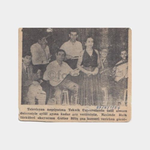 1954 Türkücü Gülter Biliş Konseri Gazete Kupürü