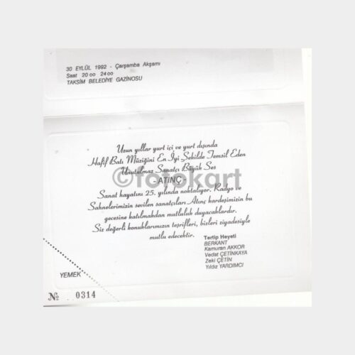 1992 Berkant Atınç Kamuran Akkor Davetiyesi - Görsel 2