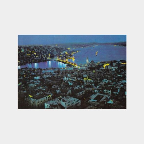 1975 İstanbul Liman Haliç Köprü Gece Görünüşü Kartpostal