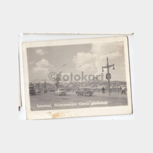 1950 Köprüden Süleymaniye Camii 2 Adet Fotoğraf - Görsel 2