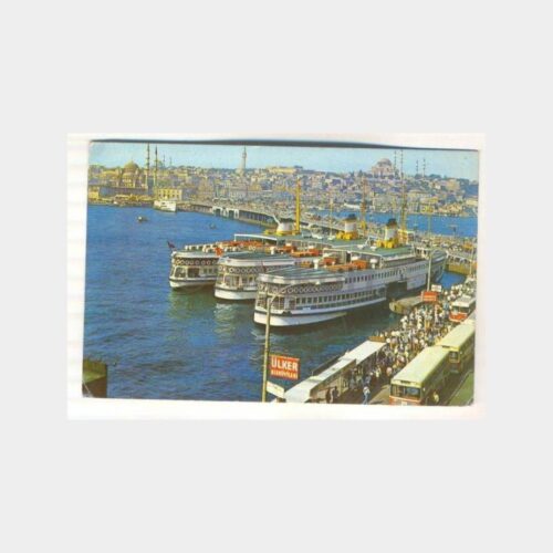 Galata Köprüsü ve 3 Vapur Görünüş Kartpostal