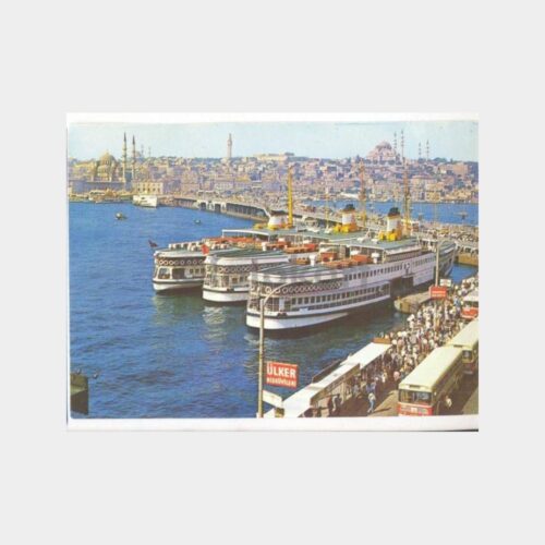 Galata Köprüsü Vapurlar Görünüş Kartpostal