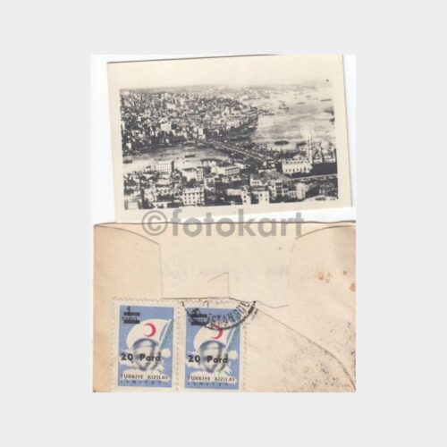 1952 Kızılay Pullu Zarf Köprü Tebrik Fotoğraf