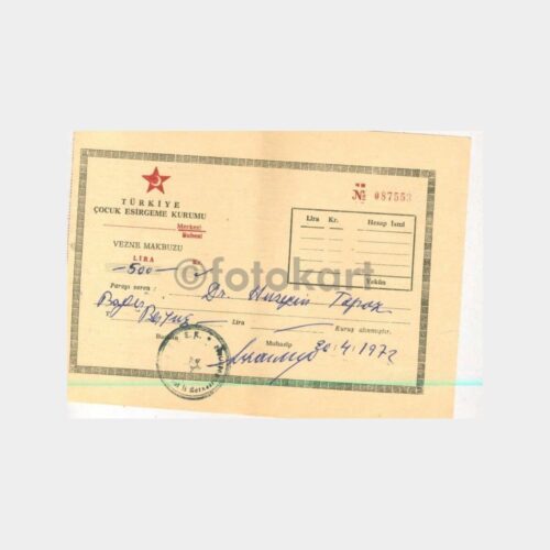 1972 Çocuk Esirgeme Kurumu Bağış Makbuzu