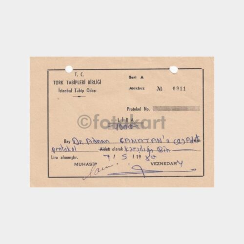 1980 Türk Tabipleri Birliği Makbuzu