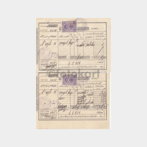 1929 Çengelköy Nazlı Hnm Vergi Makbuzu (2 Adet)