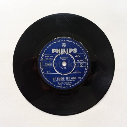 Demis Roussos, Someday Somewhere-My Friend the Wind 45'lik Plak - Görsel 3