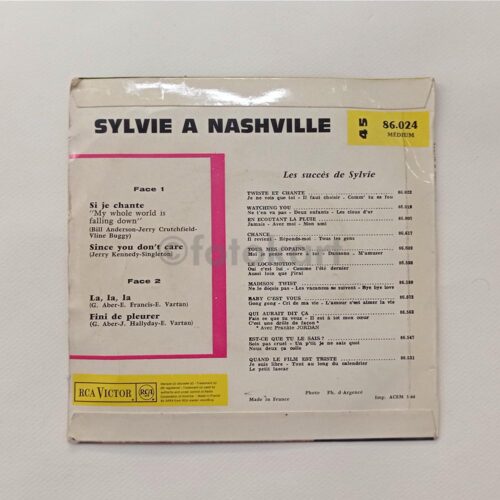 Sylvie Vartan, Sylvie A Nashville Fransa Baskı 45'lik Plak - Görsel 2