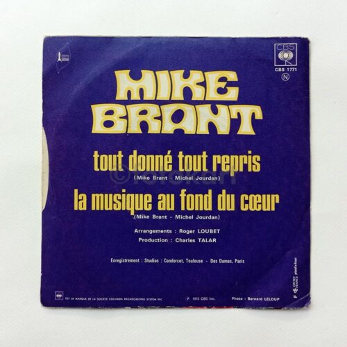 Mike Brant, Tout Donne Tout Repris Fransa Baskı 45'lik Plak - Görsel 2
