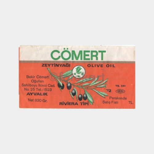 1970 Ayvalık Cömert Zeytinyağı Etiketi