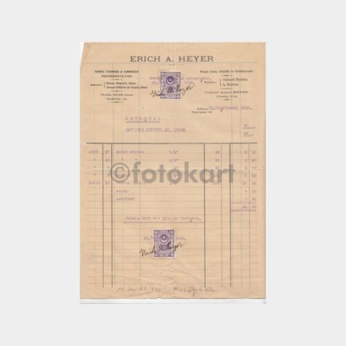1928 Maraş Amerikan Mektebi Fatura