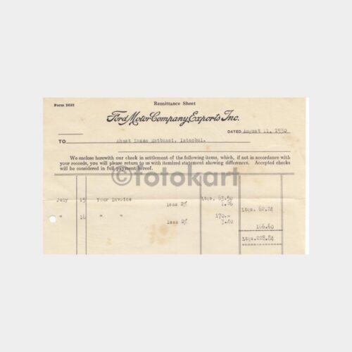 1930 İstanbul Ford Motor Company Faturası - Görsel 3