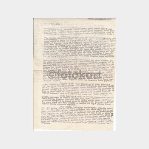 1960 Daktilo ile Yazılmış Edebi Mektup