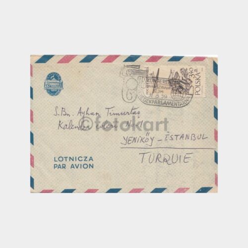 1959 Polonya Dünya Meclis Kaşeli Posta Damgalı Zarf