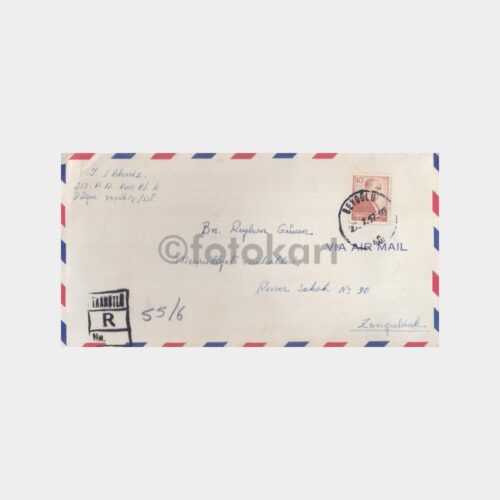 1957 Ata Pullu Posta Damgalı Zarf (Beyoğlu İstanbul)