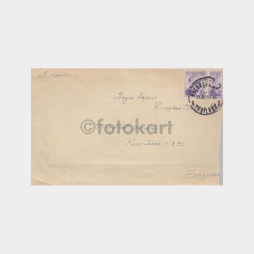 1957 Ata Pullu Posta Damgalı Zarf (Küçükçekmece)