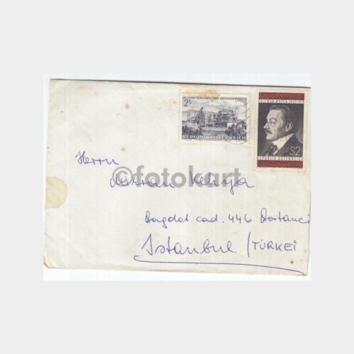 1972 Avusturya Tablo Pullu Posta Damgalı Zarf