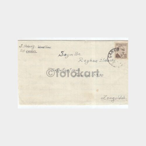1958 Çankırı Posta Damgalı Zarf