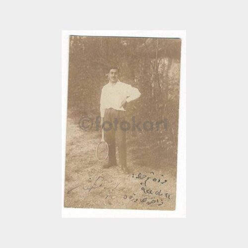 1922 Tenis Raketli Bay Eski Fotoğraf