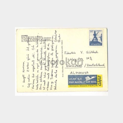 1964 Boğaziçi ve Dolmabahçe Görünüş Kartpostal - Görsel 2