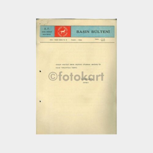 1979 Adalet Partisi Basın Bülteni