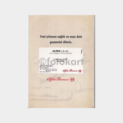 1978 Alfa Romeo Marka Oto Firma - Tebrik Kartı