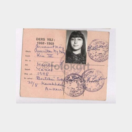 1968 İstanbul Amerikan Kız Koleji - Öğrenci Kimlik Kartı - Görsel 2