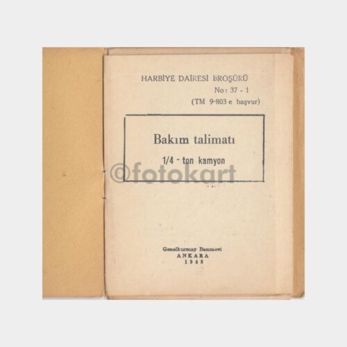 1948 Askeri Harbiye Şöföre Özel Bakım Talimatı - Görsel 2