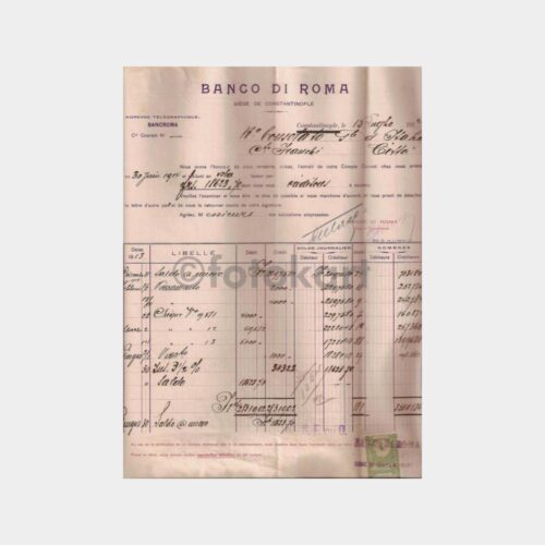 1914 Banco di Roma İstanbul Hesap Ekstresi