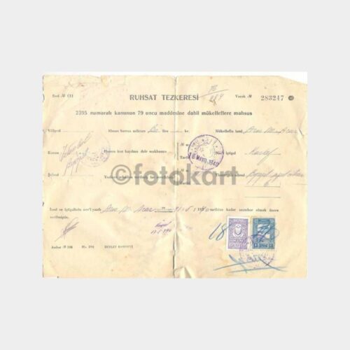 1940 Beyazıt Kavaf Dükkanı Ruhsat Tezkeresi