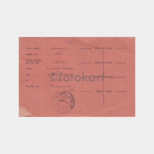 1960 Beyoğlu Sururi Tennure Sok Seçmen Kartı