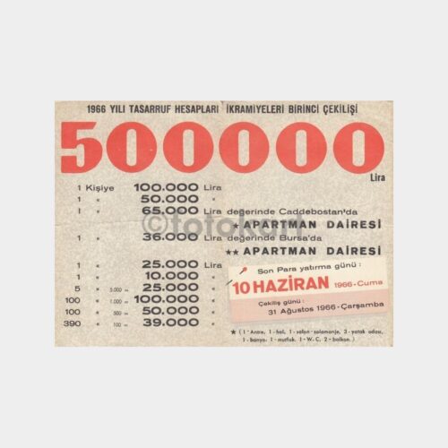 1966 Emniyet Sandığı İkramiye Kartı - Görsel 2