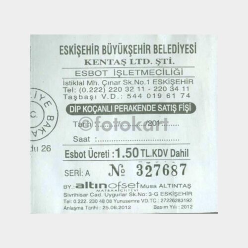 Eskişehir ESBOT Porsuk Kullanılmış Bilet