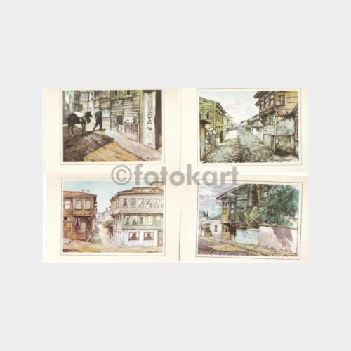 Mustafa Nevzat İlaç - Eski Evler Ressam Kartları (5 Adet)