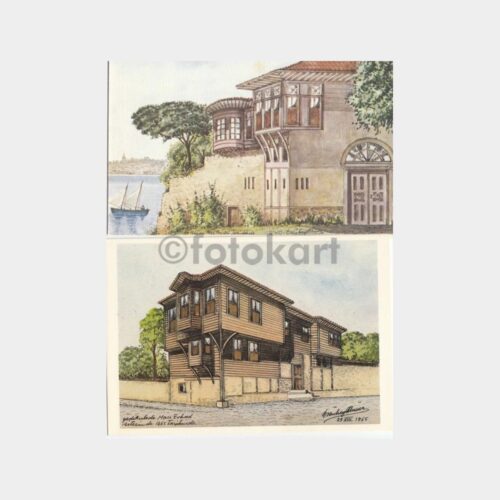 Eski İstanbul Evleri Tebrik Kartları (2 Adet)