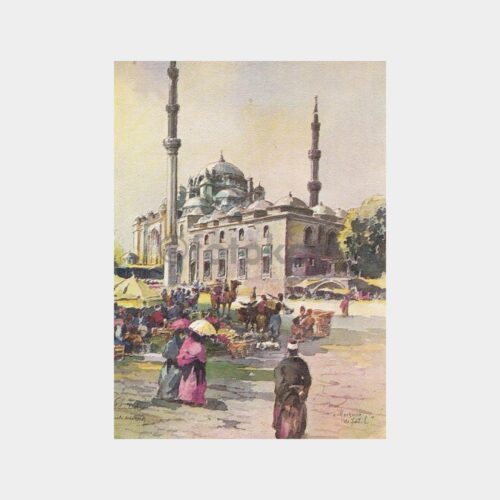 Eski İstanbul Fatih Camii Konulu Tebrik Kartı