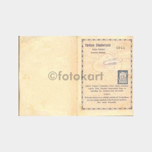 1937 İstanbul Kartal Maltepe Evlenme Cüzdanı