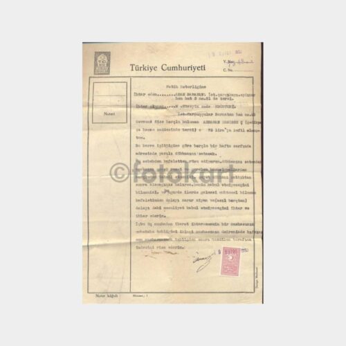 1953 Fatih Noterliği İhtarname