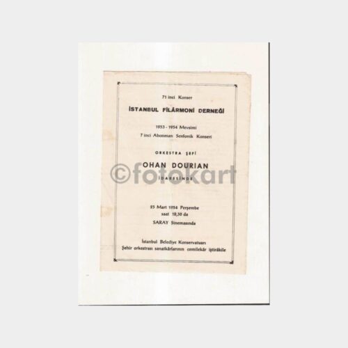 1954 İstanbul Filarmoni Orkestra Programı