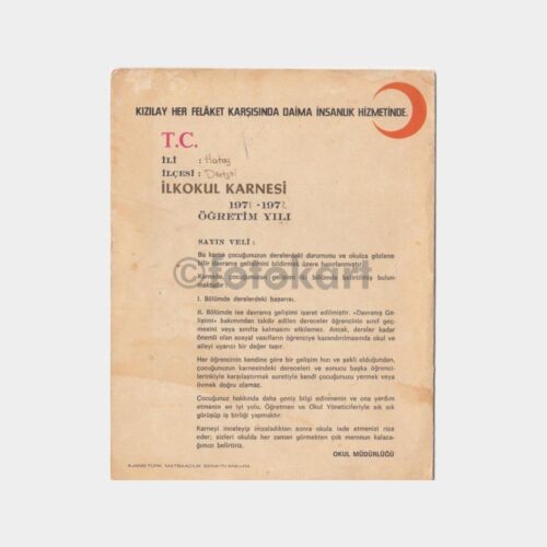 1971 Gazi İlkokulu Öğrenci Karnesi - Görsel 2