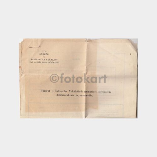 1950 Gümrük İnhisarlar Vekaleti - Tekel Personel Formu