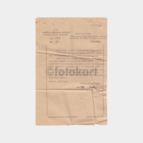1944 Gümrük İnhisarlar Vekaleti - Tekel Yazısı