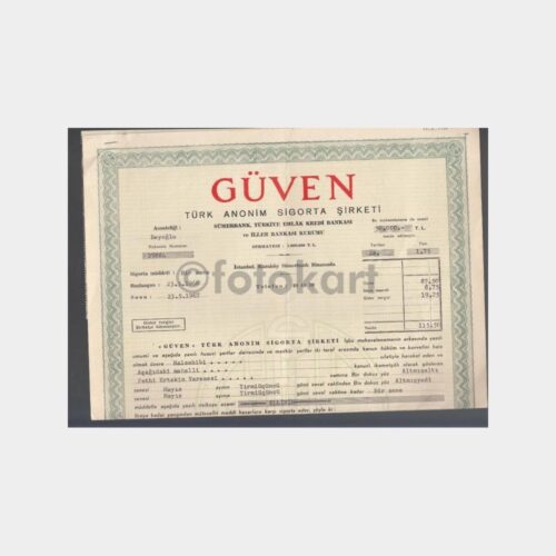 1966 Güven Sigorta Selimiye Poliçesi