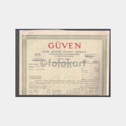 1965 Güven Sigorta Selimiye Poliçesi