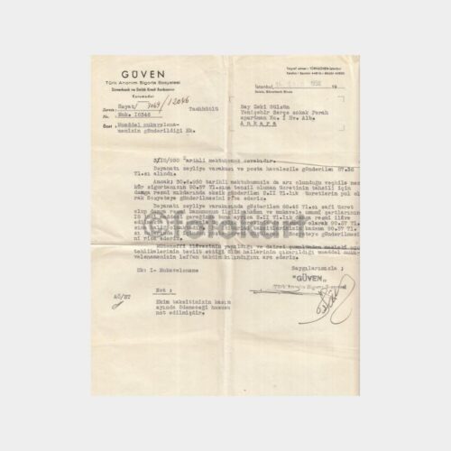 1950 Güven Sigorta 2 Adet Yazısı - Görsel 2
