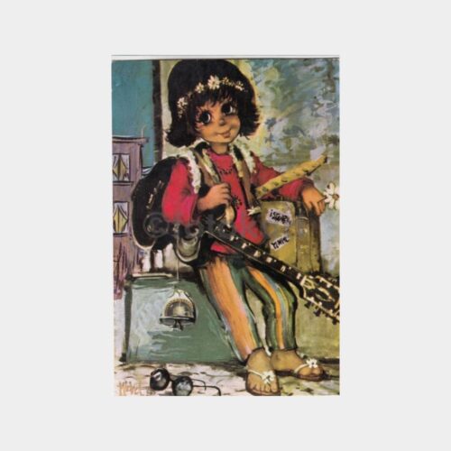 1974 Hippi Çocuk Fantezi Tebrik Kartpostal