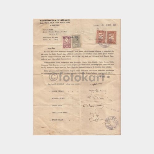 1951 Şirket -Noterden Tasdikli- İmza Sirküleri