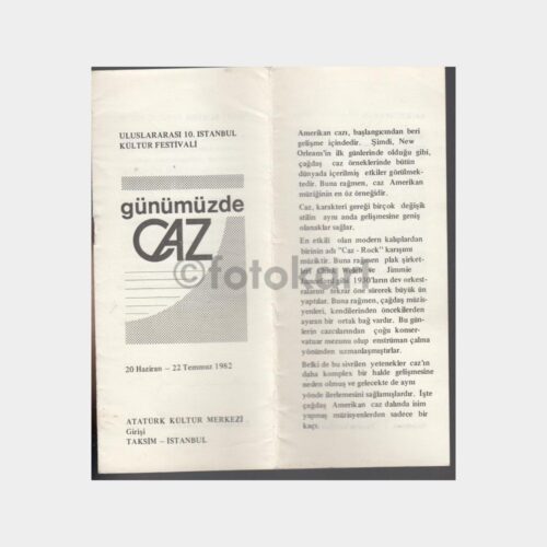 1982 İstanbul 10. Kültür Festivali Caz Konulu Programı