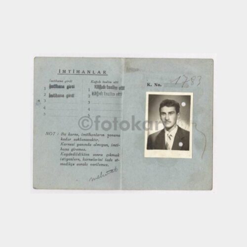 1959 İstanbul Teknik Üniversitesi Sınav Tanıtım Kartı