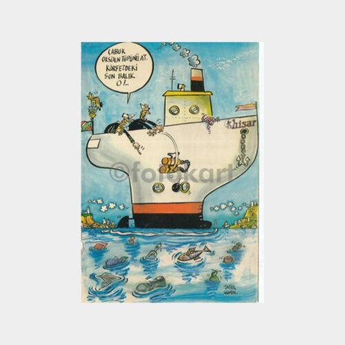 Körfezdeki Son Balık Konulu Karikatür Kart